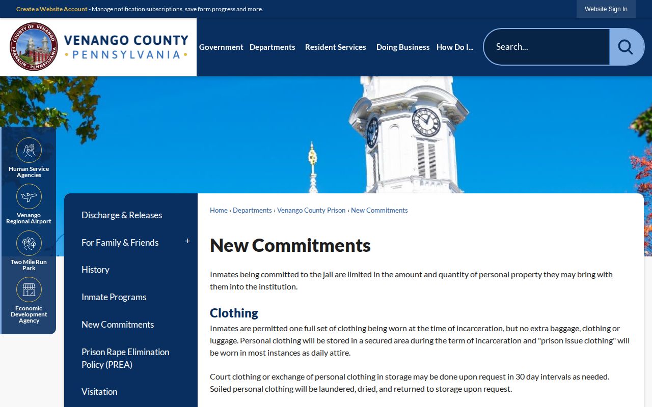 Venango County 72 hour post-release property pickup rule
