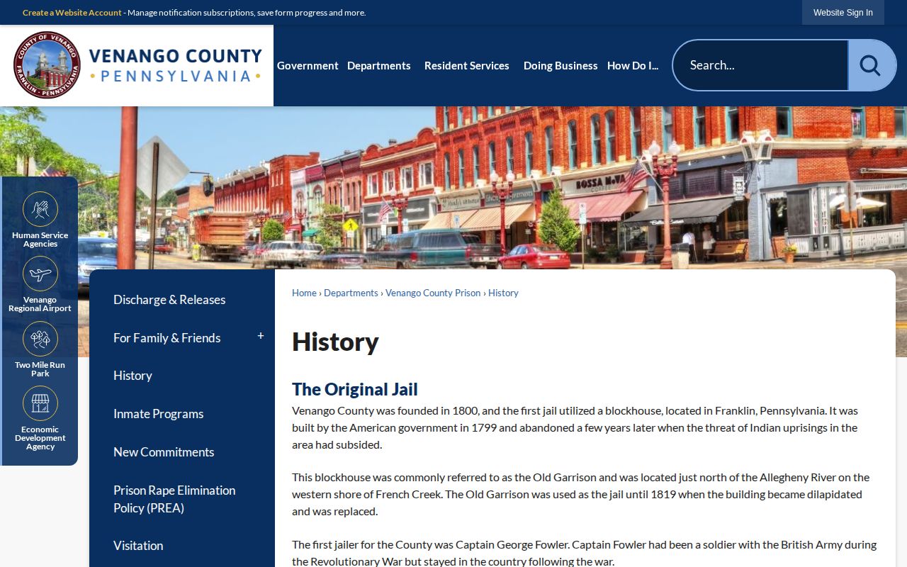 Venango County official prison history page